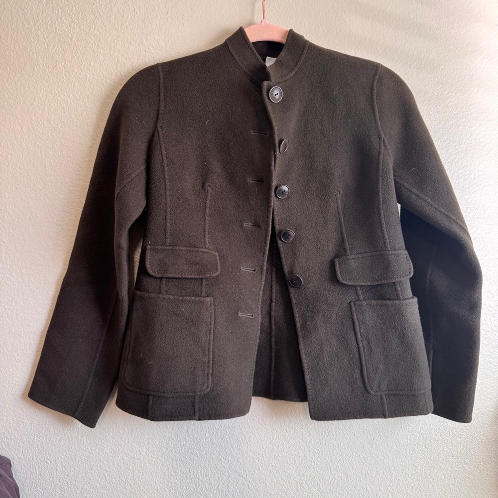 CALVIN KLEIN 100% Wool Brown Button Jacket